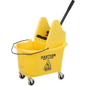 Global Industrial Mop Bucket And Wringer Combo 38 Qt., Down Press, Yellow