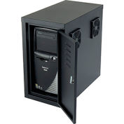 Global Industrial™ Computer CPU Side Cabinet with Front/Rear Doors and 2 Exhaust Fans, Black