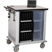Datum NetBook Storage and Charging Cart, 30-Device Capacity, Light Gray