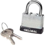 Global Industrial General Security Laminated Steel Padlock, Bumper & 2 Keys, Keyed Differently