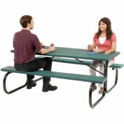 6 ft. Outdoor Plastic Picnic Table with Black Frame - Green