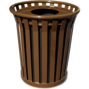 Wydman 24 Gallon Metal Receptacle with Flat Top Lid - Brown - WC2400-FT-BN