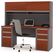 Bestar® Credenza and Hutch Kit - 71" - Bordeaux & Slate - Connexion Series