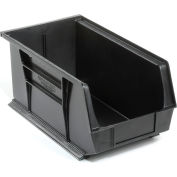 Global™ Plastic Stacking Bins - Parts Storage Bin 8-1/4 x 14-3/4 x 7, Black - Pkg Qty 12