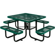 46" Square Outdoor Steel Picnic Table - Expanded Metal - Green