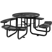 46" Round Outdoor Steel Picnic Table - Expanded Metal - Black