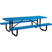 8 ft. Rectangular Outdoor Steel Picnic Table - Expanded Metal - Blue