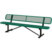 8 ft. Outdoor Steel Bench with Backrest - Expanded Metal - Green