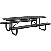 8 ft. Rectangular Outdoor Steel Picnic Table - Expanded Metal - Black