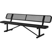 8 ft. Outdoor Steel Bench with Backrest - Expanded Metal - Black