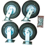 Durham Mfg® 8" x 2" Pneumatic Caster Kit HC-8PN-R/S, 2 Rigid, 2 Swivel