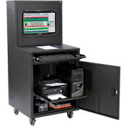 Global Industrial™ Deluxe LCD Industrial Computer Cabinet, Black, Unassembled