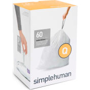 simplehuman® Trash Can Liner Code Q - 17 Gallon, 25.2 X 32.7, 1.18 Mil, White, Pack of 240