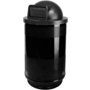 Witt Stadium Series® Perforated Steel Round Trash Can W/Push Door Dome Top, 55 Gallon, Black