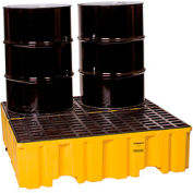 Eagle 1640 4 Drum Spill Containment Pallet - Yellow with Drain