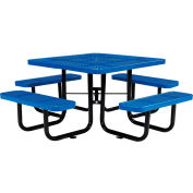 46" Square Outdoor Steel Picnic Table - Perforated Metal - Blue
