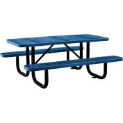6 ft. Rectangular Outdoor Steel Picnic Table - Perforated Metal - Blue