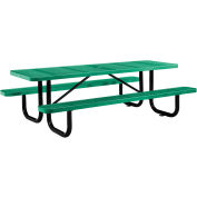 8 ft. Rectangular Outdoor Steel Picnic Table - Perforated Metal - Green