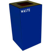 Steel Recycling Container with Waste Disposal Opening - 28 Gallon Capacity Blue - 28GC03-BL