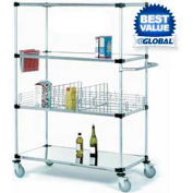 Nexel® Stainless Steel Shelf Truck 48x18x69 1200 Lb. Capacity with Brakes