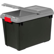 IRIS 250194 Tote Truck With Compartment On Lid, 92.5 Qt. Black With Gray Lid - Pkg Qty 4