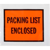 Full Face Envelopes, "Packing List Enclosed" Print, 4-1/2"L x 5-1/2"W, Orange, 1000/Pack