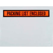 Panel Face Envelopes, "Packing List Enclosed" Print, 7"L x 5-1/2"W, Orange, 1000/Pack
