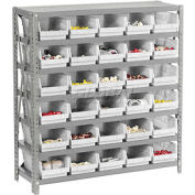 Global Industrial™ Steel Shelving with 30 4"H Plastic Shelf Bins Ivory - 36x12x39-7 Shelves