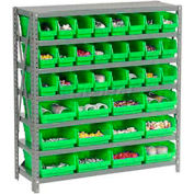 Global Industrial™ Steel Shelving - Total 36 4"H Plastic Shelf Bins Green, 36x12x39-7 Shelves