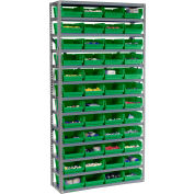 Global Industrial Steel Shelving with 48 4"H Plastic Shelf Bins Green, 36x12x72-13 Shelves