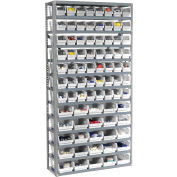 Steel Shelving With 144 4"H Plastic Shelf Bins Ivory, 36x12x72-13 Shelves