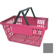 Plastic Shopping Basket with Plastic Handle, Large, 19-3/8"L X 13-1/4"W X 10"H, Gray, Good L ® - Pkg Qty 12