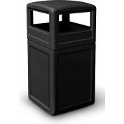PolyTec Square Waste Container with Dome Lid, Black, 42-Gallon