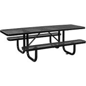 8 ft. ADA Outdoor Steel Picnic Table - Expanded Metal - Black