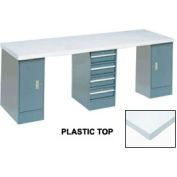 Global Industrial&#153; 96 x 30 Extra Long Production Workbench - Plastic Laminate Square Edge Gray