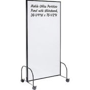 Global Industrial™ Mobile Office Partition Panel with Whiteboard, 36-1/4"W x 75-1/2"H