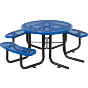 46" Wheelchair Accessible Round Outdoor Steel Picnic Table - Expanded Metal - Blue