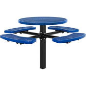 46" Round In-Ground Mount Outdoor Steel Picnic Table - Expanded Metal - Blue