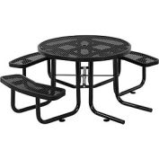 46" Wheelchair Accessible Round Outdoor Steel Picnic Table - Expanded Metal - Black