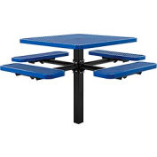 46" Square In-Ground Mount Outdoor Steel Picnic Table - Expanded Metal - Blue