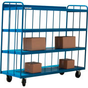 Modern Equipment MECO TS2448R-B 3-Sided 4-Shelf Slatted Panel Steel Truck 48x24 Blue