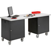 Global Industrial 72 x 30 Plastic Square Edge Mobile Pedestal Workbench Black