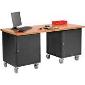 Global Industrial 72 x 30 Shop Top Square Edge Mobile Pedestal Workbench Black