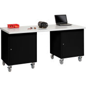 Global Industrial™ 72 x 30 Mobile Pedestal Computer Workbench - Plastic Safety Edge - Black