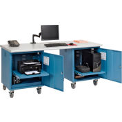 Global Industrial 72 x 30 Plastic Safety Edge Mobile Pedestal Workbench Blue