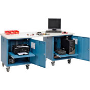 Global Industrial 72 x 30 ESD Square Edge Mobile Pedestal Workbench Blue
