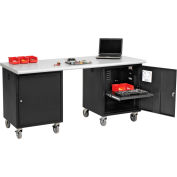 Global Industrial 72 x 30 ESD Safety Edge Mobile Pedestal Workbench Black