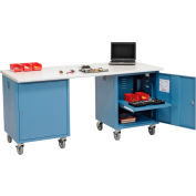 Global Industrial 72 x 30 ESD Safety Edge Mobile Pedestal Workbench Blue