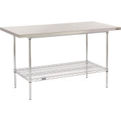 Global Industrial 16 Gauge 304 Stainless Steel Work Table with Wire Undershelf - 60"W x 30"D