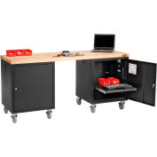 Global Industrial 72 x 24 Maple Square Edge Mobile Pedestal Workbench Black